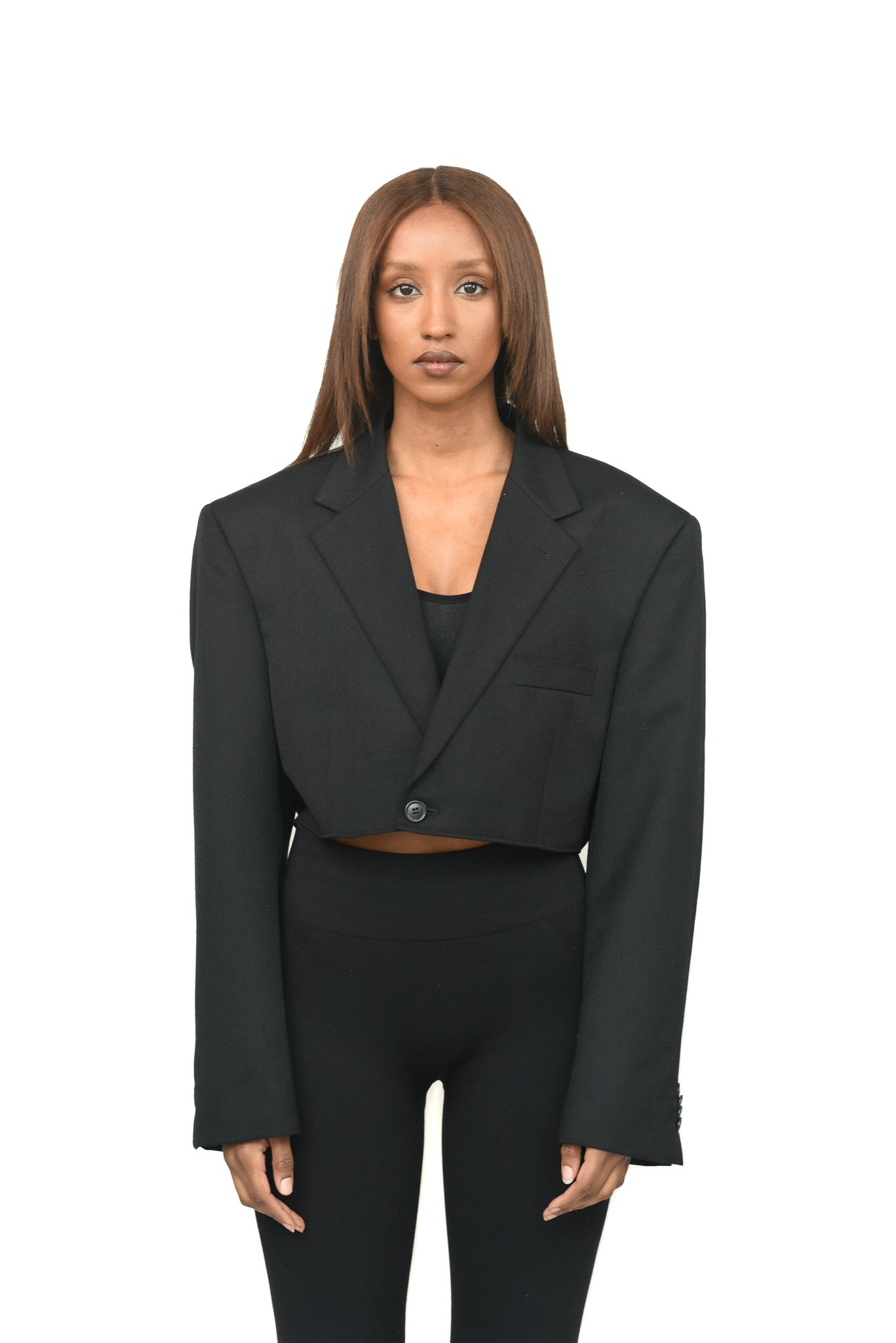 Womens cropped black on sale blazer