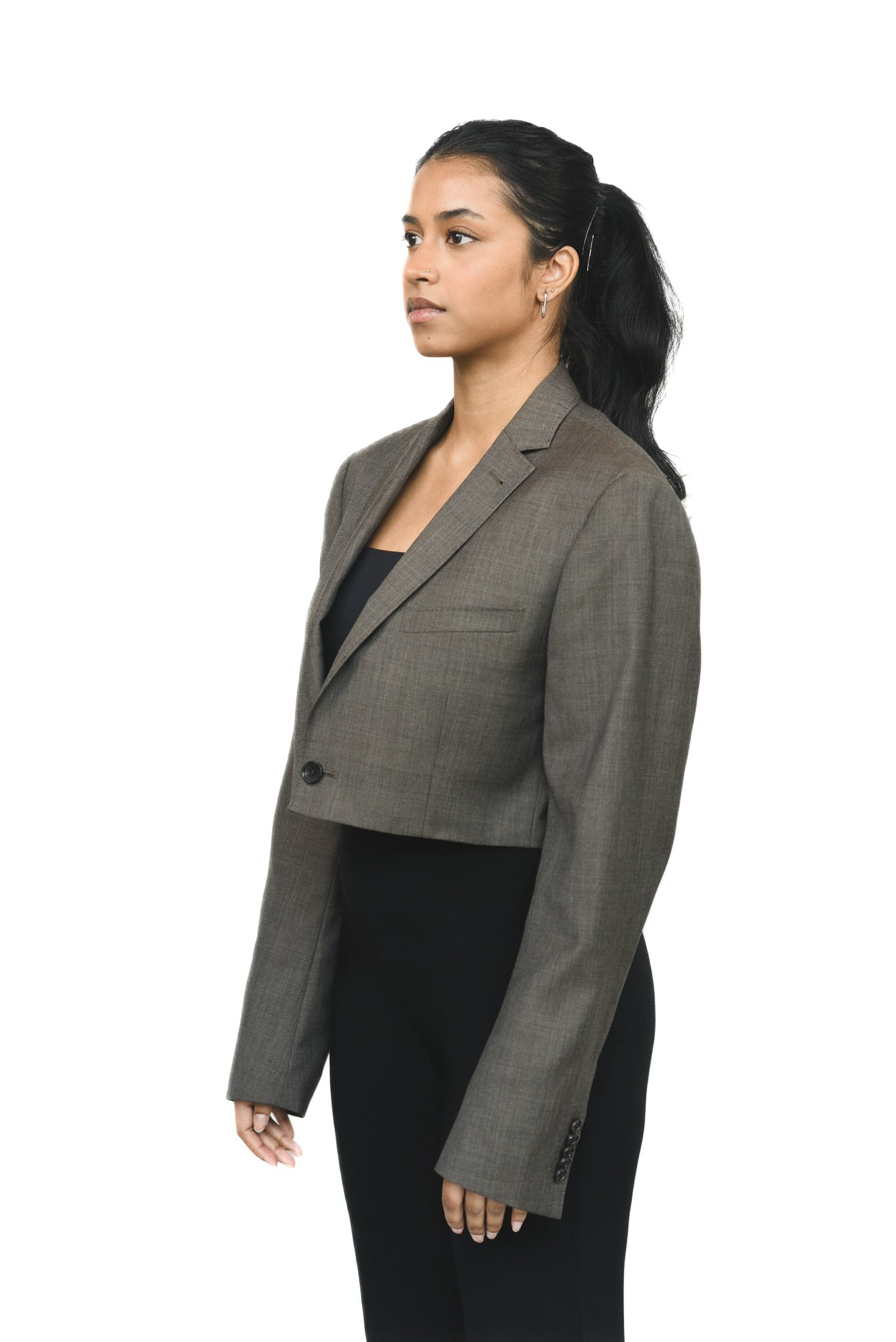 Grey cropped online blazer